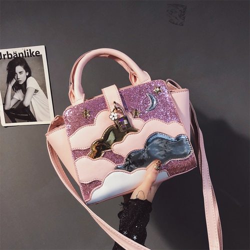 Embroidered Leather Shoulder Bag for Women