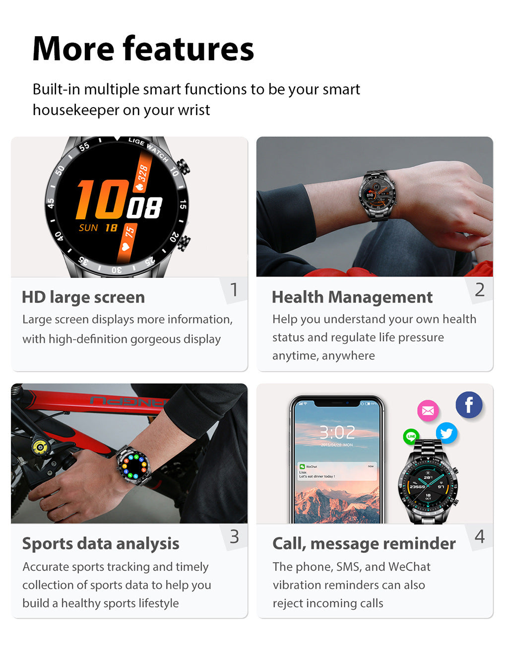 Upgraded Version Lige Smart Watch