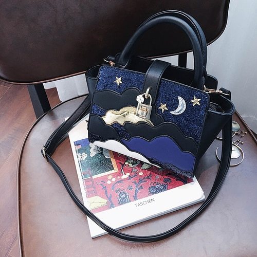 Embroidered Leather Shoulder Bag for Women