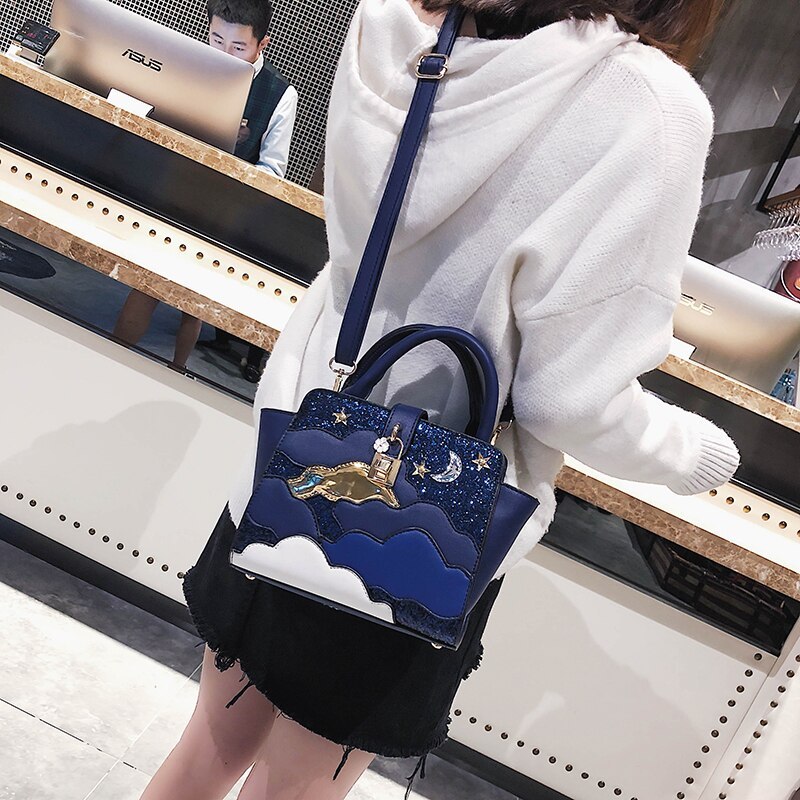 Embroidered Leather Shoulder Bag for Women